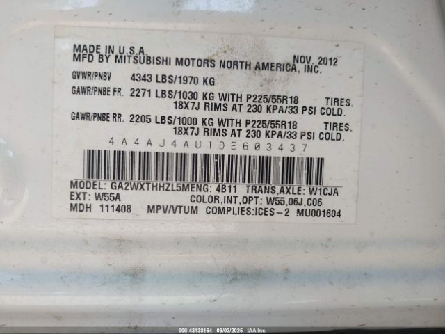 2013 MITSUBISHI RVR 4A4AJ4AU1DE603437 Photo 8