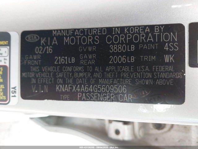 KNAFX4A64G5609506 KIA mpi nu