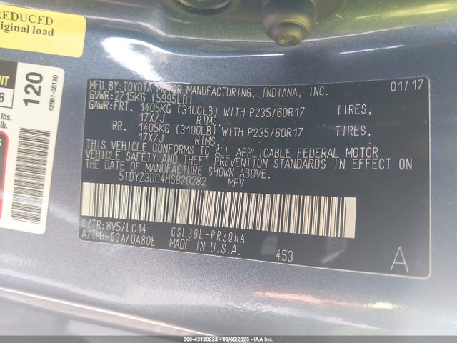 Toyota 2gr-fks 2017 5TDYZ3DC4HS820282 Image 9