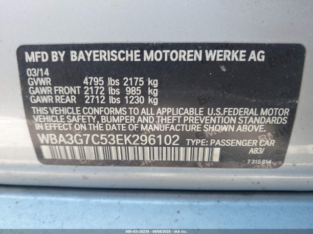 BMW 328I 2014 WBA3G7C53EK296102 Image 9