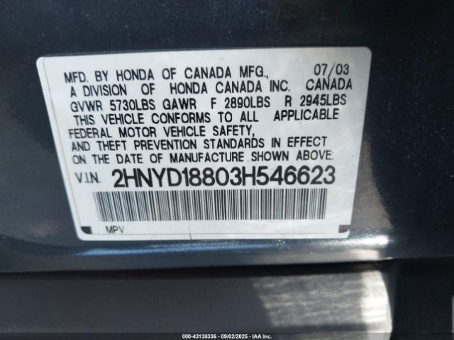 2003 ACURA MDX 2HNYD18803H546623 Photo 8