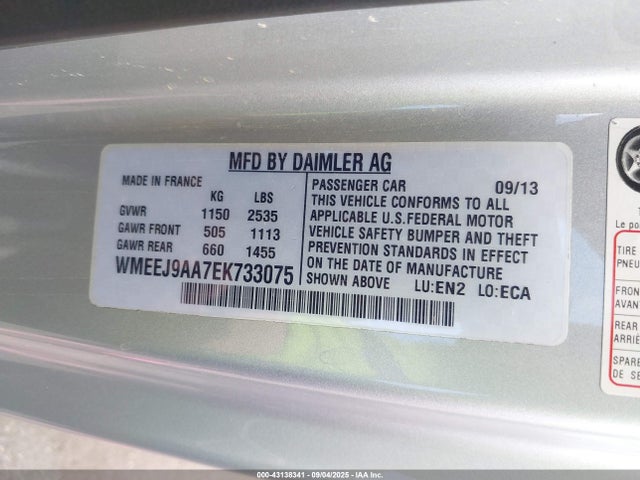 Smart FORTWO ELECTRIC DRIVE 2014 WMEEJ9AA7EK733075 Image 9