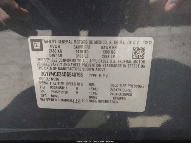 2013 CADILLAC SRX 3GYFNCE34DS540766 Photo 8