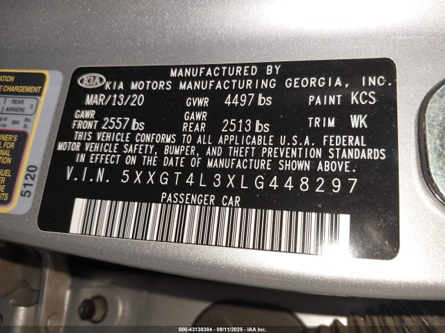 5XXGT4L3XLG448297 KIA gdi