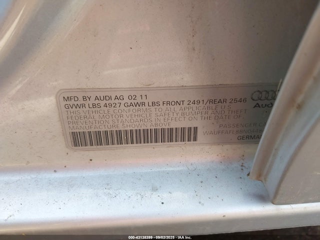 2011 AUDI A4 WAUFFAFL8BN044847 Photo 8