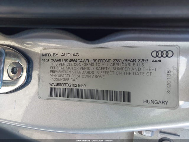 2016 AUDI A3 WAUB8GFF0G1021650 Photo 8