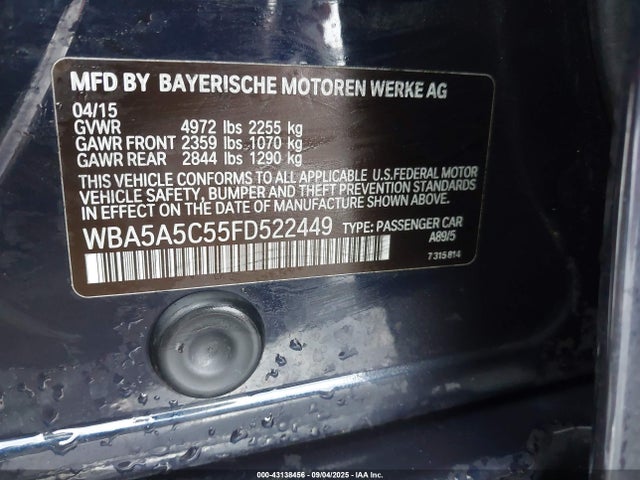 BMW 528I 2015 WBA5A5C55FD522449 Image 9