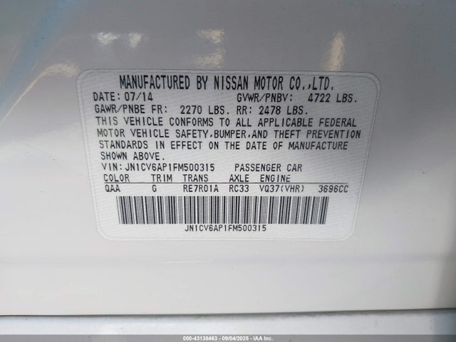 Infiniti Q40 2015 JN1CV6AP1FM500315 Image 9
