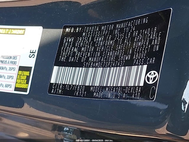 Toyota m20a-fks 2025 5YFB4MDE7SP247437 Image 9