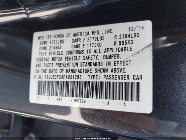 2015 ACURA TLX 19UUB3F59FA001295 Photo 8