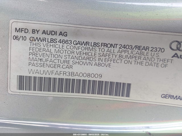 2011 AUDI A5 WAUWFAFR3BA008009 Photo 8