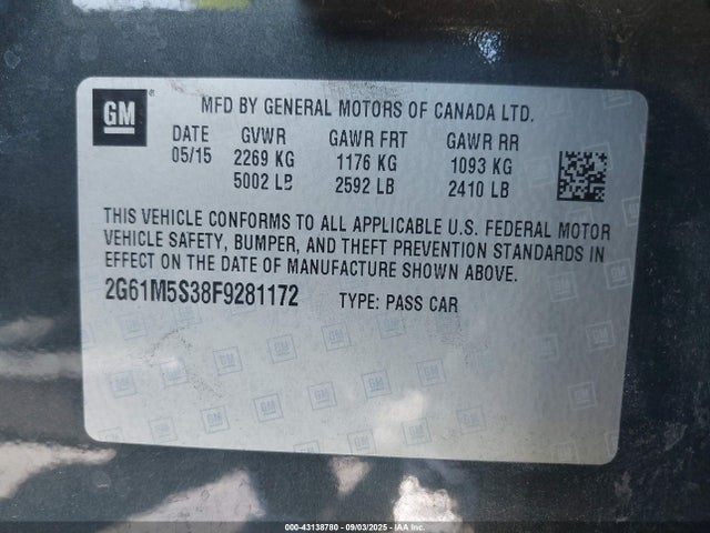 2015 CADILLAC XTS 2G61M5S38F9281172 Photo 8