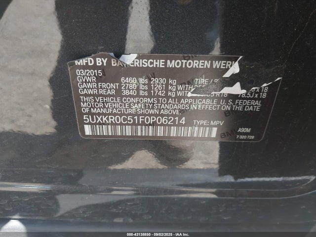 BMW X5 2015 5UXKR0C51F0P06214 Image 9
