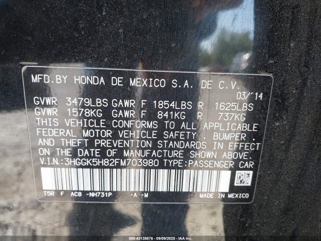 3HGGK5H82FM703980 Honda l15b1