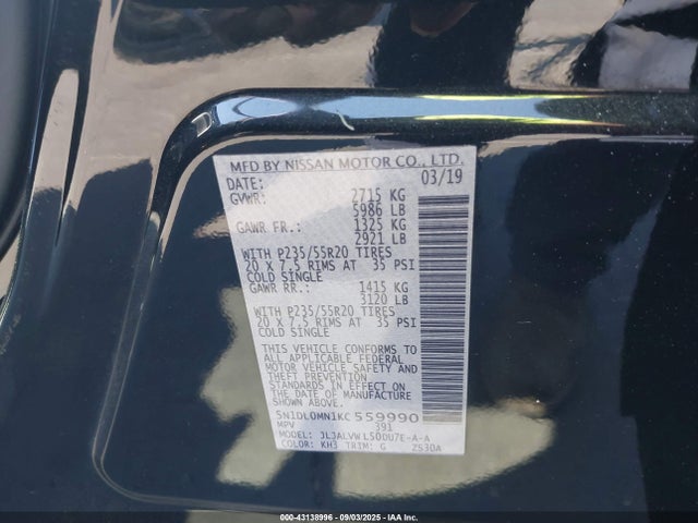 5N1DL0MN1KC559990 Infiniti 2019