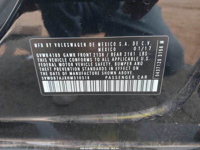 Volkswagen 1.4 tsi 2017 3VWDB7AJXHM310318 Image 9