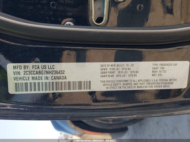 2022 CHRYSLER 300 2C3CCABG7NH236432 Photo 8