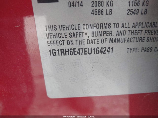 1G1RH6E47EU164241 Chevrolet luu - ffv, e-flex, fam