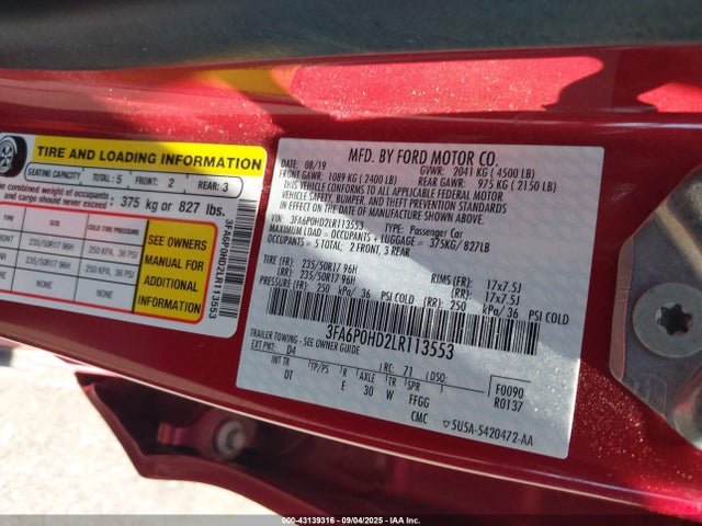 Ford 2020 2020 3FA6P0HD2LR113553 Image 9