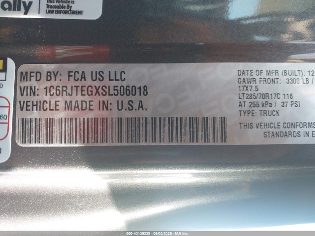 1C6RJTEGXSL506018 Jeep 2025