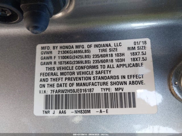7FARW2H59JE016187 Honda l15be