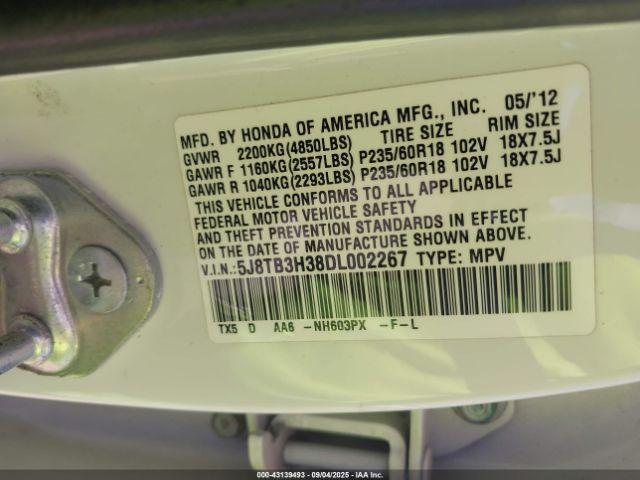 2013 ACURA RDX 5J8TB3H38DL002267 Photo 8