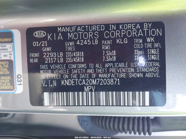 KIA gamma t-gdi 2021 KNDETCA20M7203871 Image 9
