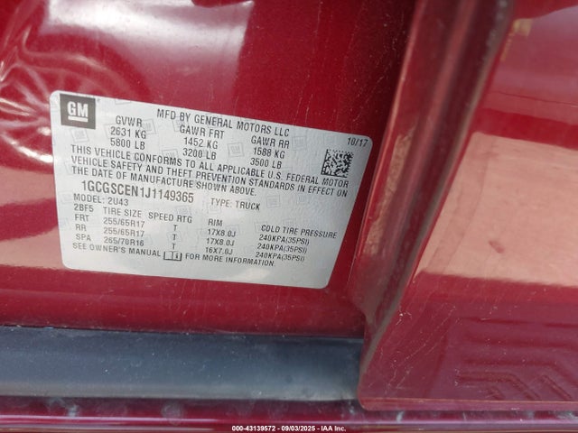 1GCGSCEN1J1149365 Chevrolet lgz - di: direct injection, vvt: variable valve timing, alum, var2, gen2