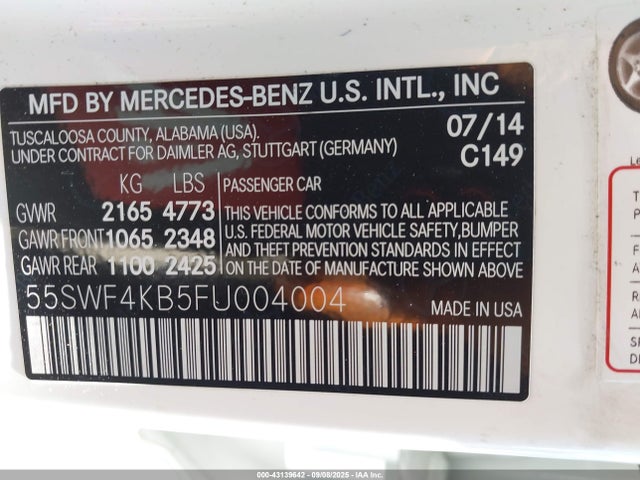 55SWF4KB5FU004004 Mercedes-Benz 2015