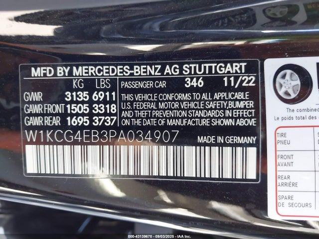 W1KCG4EB3PA034907 Mercedes-Benz ed