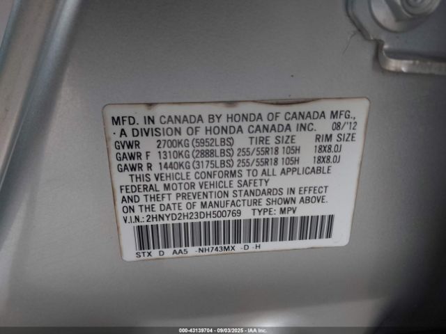 2013 ACURA MDX 2HNYD2H23DH500769 Photo 8