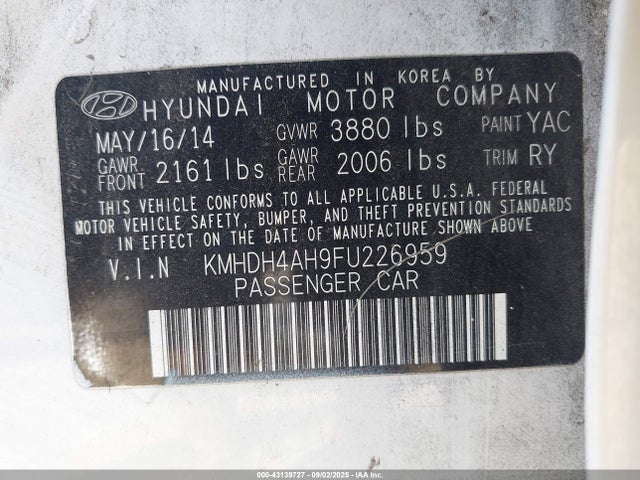 Hyundai dohc gdi nu 2015 KMHDH4AH9FU226959 Image 9