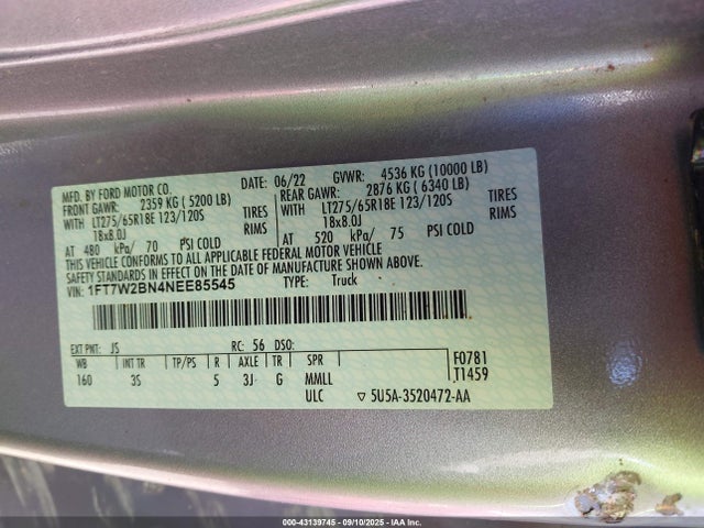 Ford 2022 2022 1FT7W2BN4NEE85545 Image 9