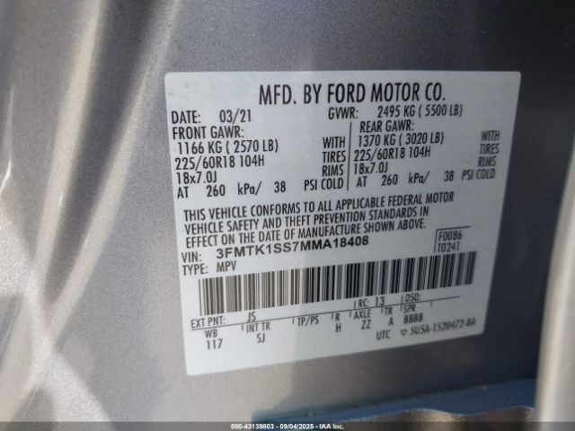 2021 FORD MUSTANG MACH-E 3FMTK1SS7MMA18408 Photo 8