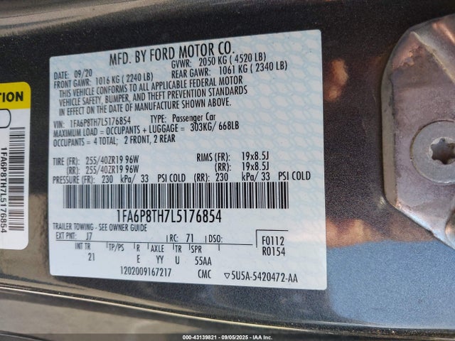 1FA6P8TH7L5176854 Ford Mustang Ecoboost Fastback