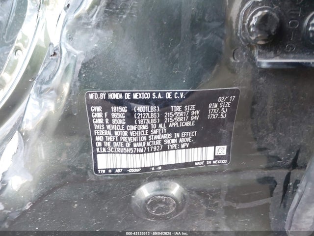 3CZRU5H57HM717927 Honda r18z9