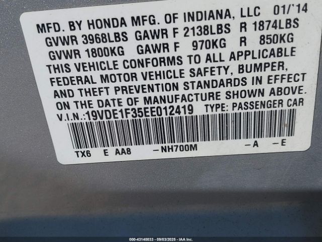 2014 ACURA ILX 19VDE1F35EE012419 Photo 8