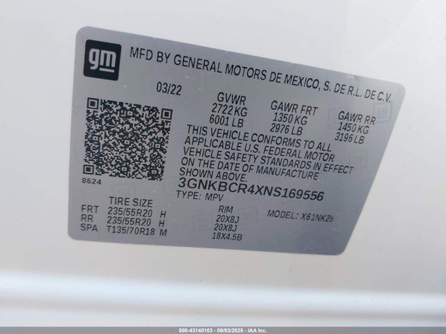 3GNKBCR4XNS169556 Chevrolet lsy