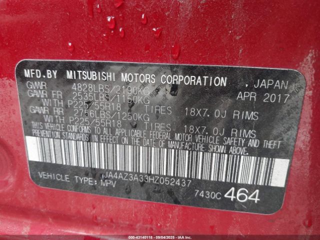 2017 MITSUBISHI OUTLANDER JA4AZ3A33HZ052437 Photo 8