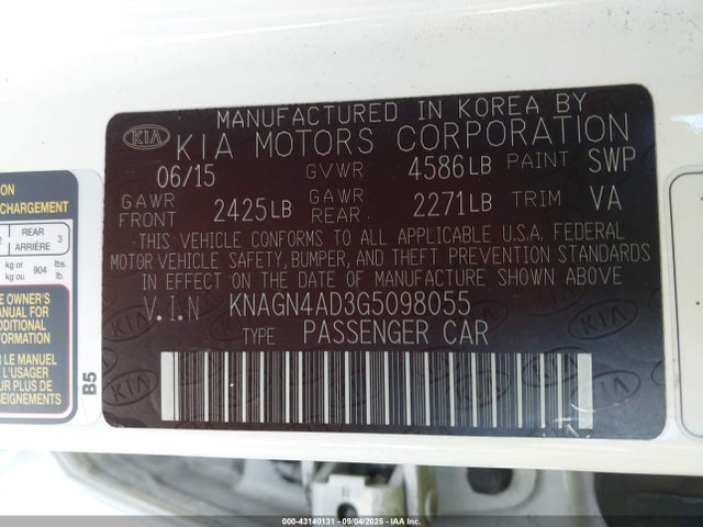 KNAGN4AD3G5098055 KIA mpi theta ii