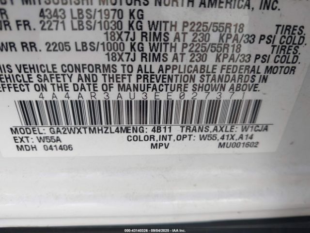 2014 MITSUBISHI OUTLANDER SPORT 4A4AR3AU3EE027371 Photo 8