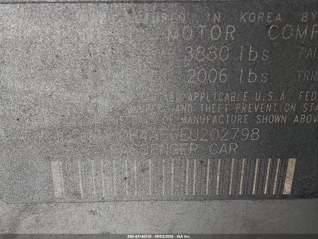 KMHDH4AE6EU202798 Hyundai dohc mpi nu