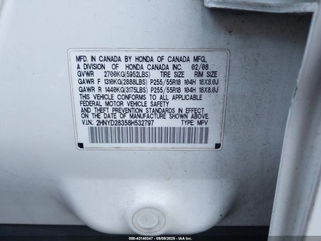 2008 ACURA MDX 2HNYD28358H532797 Photo 8
