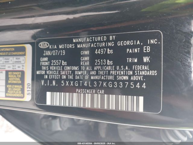 2019 KIA OPTIMA 5XXGT4L37KG337544 Photo 8