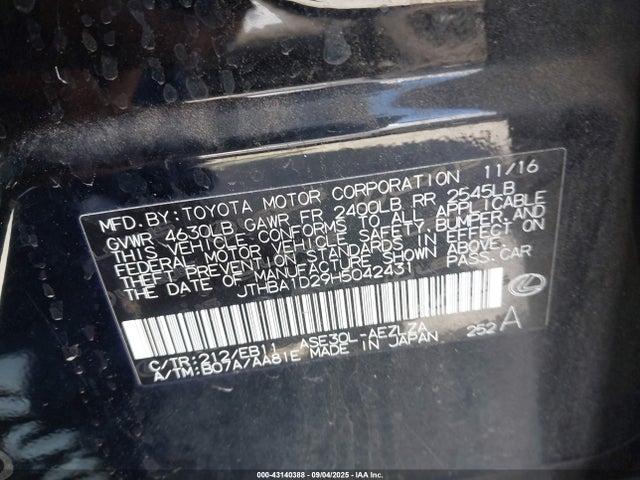 JTHBA1D29H5042431 Lexus 8ar-fts