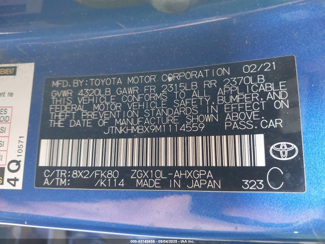 JTNKHMBX9M1114559 Toyota 3zr-fae