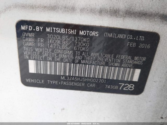 2017 MITSUBISHI MIRAGE ML32A5HJ5HH002701 Photo 8