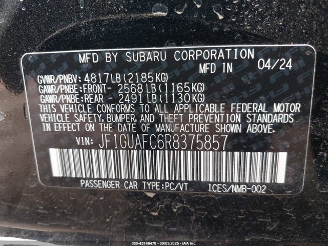 Subaru na 2024 JF1GUAFC6R8375857 Image 9