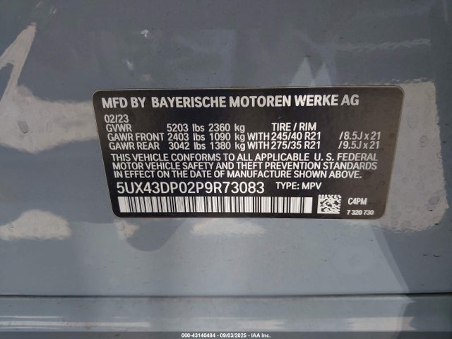 BMW 2023 2023 5UX43DP02P9R73083 Image 9