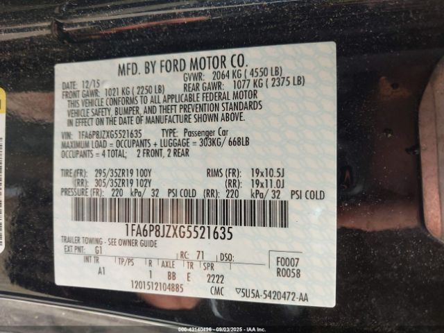 2016 FORD SHELBY GT350 1FA6P8JZXG5521635 Photo 8